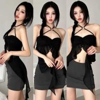 ราคา Cilset พร้อมส่ง เสื้อเกาะอก แต่งสายคล้อง ผ้าชีฟอง บางเบาเซ็กซี่นิดๆ สตรีท แฟชั่น FY2693 (40914997969)