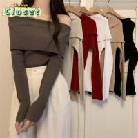 ราคา Cilset พร้อมในสต็อก ผู้หญิงเ เสื้อเปิดไหล่แขนยาว ผ้าไหมพรมสีพื้นผ้าร่องสวยๆ M335 98117 1 (24036920294)