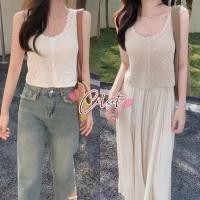 ราคา Cilset พร้อมส่ง เสื้อกล้ามถักไหมพรมแขนกุด น่ารักใส่สบายสไตล์เกาหลี 42057 (42059084567)