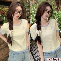 ราคา Cilset พร้อมส่ง เสื้อยืดไหมพรม คอกลม แขนสั้น ดีเทลปักหัวใจที่หน้าอก สไตล์เกาหลี เรียบง่าย 76118 (41806417568)