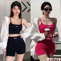 ราคา Cilset พร้อมส่ง ชุดออกกำลังกายผู้หญิง ทรงรัดรูป เสื้อม ฟองน้ำ กางเกงขาสั้น สไตล์เกาหลี ชุดเซทสปอร์ตบรา FY1778 J (41256415742)