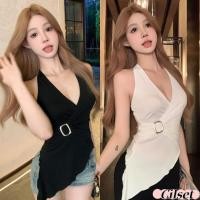 ราคา Cilset พร้อมส่ง เสื้อคล้องคอ เว้าหลัง สีพื้นเรียบหรูดูแพง ปลายปล่อย เรียบง่าย สไตล์เกาหลี เซ็กซี่ FY9240 (41006424682)