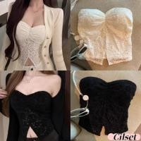 ราคา Cilset พร้อมส่ง เสื้อเกาะอก ผ้าไหมพรม สีพื้น ดีเทลแต่งลูกไม้ สไตล์เกาหลี เรียบหรู เซ็กซี่ เข้ารูป Y0915 (40502412013)