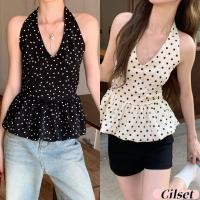 ราคา Cilset พร้อมส่ง เสื้อคล้องคอผูก แฟชั่น ใส่สบาย เว้าหลัง ลายน่ารักสีขาวดำ สไตล์เกาหลี 8K186 (43804988550)