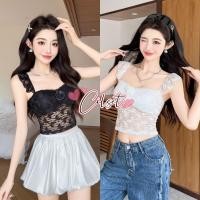 ราคา Cilset พร้อมส่ง เสื้อสายเดี่ยว เสริมฟองน้ำ แต่งลูกไม้ ทรงรัดรูป แต่งดอกไม้ FY810 (43209231799)