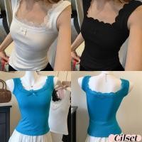 ราคา Cilset พร้อมส่ง เสื้อกล้าม แต่งโบว์ ผู้หญิง ขอบลูกไม้ มีฟองน้ำ สไตล์เกาหลี ใส่สบาย ยืดกำลังดี สีพื้น FY6946 (42801944210)