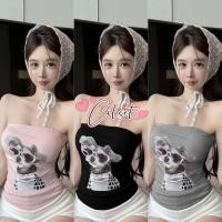 ราคา Cilset พร้อมส่ง เสื้อเกาะอกเสริมฟองน้ำ สีสดใสพาสเทล น่ารัก เซ็กซี่ ลายน้องหมามินิมอล FY937 (42310646363)