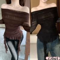 ราคา Cilset พร้อมส่ง เสื้อ เปิดไหล่ แขนยาว ยืดใส่สบายมากสีพื้น เสื้อแขนยาว สไตล์เกาหลี FY2750 (41550425385)