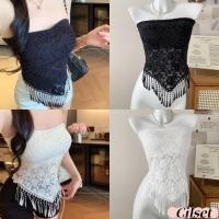 ราคา Cilset พร้อมส่ง ใหม่ เสื้อเกาะอก ใส่สบาย เปิดไหล่ เสริมฟองน้ำในตัว ถักไหมพรมสีขาวดำ สีพื้น FY5525 (40155848766)