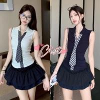 ราคา Cilset พร้อมส่ง เสื้อแขนกุดไหใพรม เสื้อแฟชั่น คอปกมินิมอล สีพื้น ยืดพอดีสไตล์เกาหลี 8K191 (40110655381)