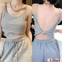 ราคา Cilset พร้อมส่ง เสื้อสายเดี่ยวไหมพรม ลายทางเล็กๆ ดีเทลเว้าหลังเซ็กซี่เบาๆ 85143 (40008053971)