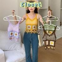 ราคา Closet เสื้อผ้าผู้หญิง CX0059 เสื้อกล้ามถักไหมพรม ลายดอกไม้สีสันสดใสมาก (29800816216)