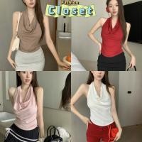 ราคา Closet เสื้อผ้าผู้หญิง เสื้อคล้องไหมพรม ดีเทลเว้าหลังเซ็ก ผ้านุ่มนิ่ม สีพาสเทล 8K131 (29155049012)