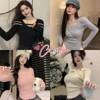 ราคา Cilset พร้อมส่ง เสื้อไหมพรมแขนยาว ดีเทลสายด้านหน้า ใส่ได้2แบบเท่สุดๆ เรียบหรูสไตล์มินิมอล C595 (28050904396)