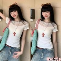ราคา Cilset พร้อมส่ง เสื้อยืดไหมพรมสีขาว เสื้อแฟชั่น ทรงรัดรูป ดีเทลแต่งลูกไม้ตรงคอ สไตล์เกาหลี W C170 (27987802841)