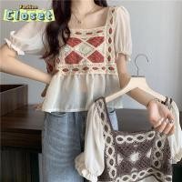 ราคา Cilset พร้อมส่ง ผู้หญิงเ เสื้อถักไหมพรม แขนสั้น ดีเทลแขนซีทรูเอาๆน่ารักสไตล์ โบฮีเมี่ยน วินเทจ 19011 C (27714119494)