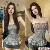 ราคา Cilset พร้อมส่ง เสื้อเกาะอก เปิดไหล่ ไหมพรม เซ็กซี่ สม๊อคยืนลายเสือ วินเทจ สไตล์โคเรีย U211 (27588431089)