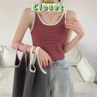 ราคา Closet เสื้อผ้าผู้หญิง 7673 เสื้อกล้ามสายเดี่ยว ผ้าไหมพรม ลายทางมี 3สี C (27500828197)