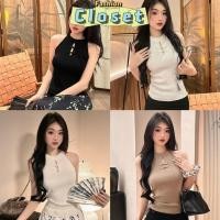 ราคา Closet เสื้อผ้าผู้หญิง BKD0109 เสื้อกล้ามไหมพรม ดีเทลเว้าหน้าอกเล็กๆ กระดุมจีน (27300830834)