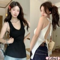 ราคา Cilset พร้อมส่ง เสื้อผ้าผู้หญิง เสื้อกล้ามไหมพรม ดีเทลผูกเว้าหลัง น่ารักมากๆ เซ็กซี่เบาๆ R28 (27256590314)