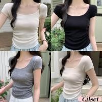 ราคา Cilset พร้อมส่ง เสื้อไหมพรมครอป คอกลม แขนสั้น ผ้าสีพื้นยืดพอดี ใส่สบาย สไตล์ลำลอง W B063 (26887625899)