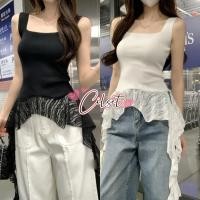 ราคา Cilset พร้อมส่ง เสื้อกล้ามไหมพรม แต่งปลายลูกไม้ยาว สีพื้นน่ารัก 31107 (26288770719)