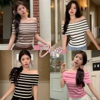 ราคา Cilset พร้อมส่ง ผู้หญิงเ เสื้อเปิดไหล่ไหมพรม แขนสั้น ดีเทลลาบทาง4สี สไตล์เกาหลี ใส่สบาย 95161 (26266965505)