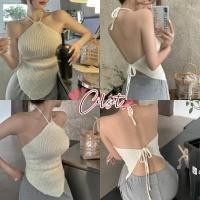 ราคา Cilset พร้อมส่ง ผู้หญิงเ เสื้อคล้องคอ ไหมพรมสีพื้นสุดแซ่บดีเทลผูกด้านหลัง สไตล์ซัมเมอร์ 83306 (26215471531)