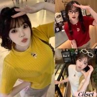ราคา Cilset พร้อมส่ง เสื้อยืด ไหมพรมแขนสั้น คอกลม ปักลายหมี สไตล์เกาหลี ZH5482 (25794169637)