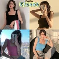 ราคา Closet เสื้อผ้าผู้หญิง FYZ1038 เสื้อกล้ามครอปสั้น คอเหลี่ยม มีฟองน้ำ ผ้านิ่มลื่น รัดตัว สีสันสดใส ใส่สบาย (25081134512)