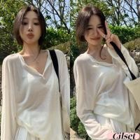 ราคา Cilset พร้อมส่ง เสื้อแขนยาว ผู้หญิง คอวี ดีเทลซีทรู บางเบา ใส่ง่ายสบาย เสื้อแฟชั่น FY2088 (44050169406)