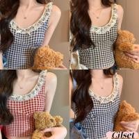 ราคา Cilset พร้อมส่ง เสื้อกล้าม ลายสก๊อต สีสดใส มีฟองน้ำ แต่งลูกไม้ แขนกุด วินเทจ FY10103 (26134891263)