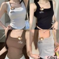 ราคา Cilset พร้อมส่ง เสื้อกล้าม มีฟองน้ำ ดีเทลติดหมี ยืดพอดีตัว สไตล์ลำลอง FY1832 (26134280674)