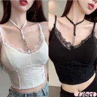 ราคา Cilset พร้อมส่ง เสื้อสายเดี่ยว แต่งสายคล้องคอ มีฟองน้ำในตัว สีดำขาว ใส่สบาย เข้ารูป FY807 (28886400243)