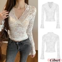 ราคา Cilset พร้อมส่ง เสื้อลูกไม้แขนยาว คอวี น่ารักสไตล์เกาหลี สีขาวเรียบหรูดูแพง เสื้อแขนยาว ใส่สบาย แฟชั่น FY2019 (27336453274)