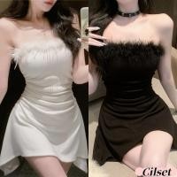 ราคา Cilset พร้อมส่ง มินิเดรว แต่งขนมุ้งมิ้งที่อก ปลายปล่อยสีพื้น FY2768 (42208715822)