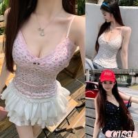ราคา Cilset พร้อมส่ง เสื้อสายเดี่ยว เสื้อกล้ามผู้หญิง สีพาสเทล ลายดอกไม้ มีฟองน้ำ FY6963 (26334252439)