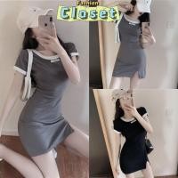 ราคา Cilset พร้อมในสต็อก ชุดมินิเดรส แขนสั้นคอกลม ดีเทลเว้าหลังน่ารัก 96811 (27705785257)