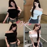 ราคา Cilset พร้อมส่ง เสื้อเปิดไหล่แขนสั้น ผ้าไหมพรม เข้ารูป ใส่สบาย ยืดพอดี สีพื้นขาวดำ ผ้านิ่มใส่สบาย M3760 (43610665230)