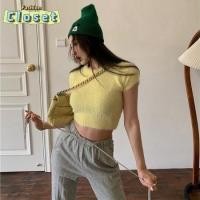 ราคา Cilset พร้อมส่ง ผู้หญิงเเสื้อครอปสั้นไหมพรม คอกลมแขนสั้นเนื้อผ้าขนมุ้งมิ้ง นุ่มสบาย 80069 (27416121584)