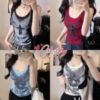 ราคา Cilset พร้อมส่ง เสื้อกล้าม ดีเทลลายเก๋ เสริมฟองน้ำ สีชัดสด ทรงรัดรูป FY6996 (42159300544)