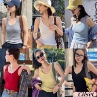 ราคา Cilset พร้อมส่ง เสื้อกล้าม สีพาสเทล ผ้าถัก มีฟองน้ำในตัว เสื้อกล้าม สายเดี่ยว FY10107 (24044233161)