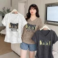 ราคา เสื้อยืดโอเวอร์ไซส์ Tie Dye การ์ตูน V คอ แขนสั้น สำหรับผู้หญิงไซส์พลัส แฟชั่นเทรนดี้ (48307295958)