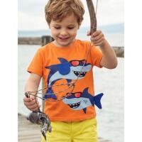 ราคา เสื้อยืดเด็กแขนสั้น สไตล์ยุโรปและอเมริกัน ลายพิมพ์ฉลาม สำหรับฤดูร้อน (45707659263)