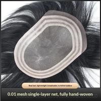ราคา 0 01ตาข่ายเปลี่ยนชิ้นทอมือผมจริงระบายอากาศหน้าผากที่มองไม่เห็นเส้นผมผู้ชายทุ่มเทวิกผมบล็อกผมสั้นน่าระทึกใจผม (45659500155)