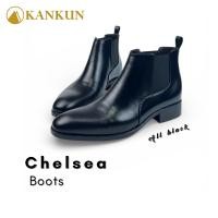 ราคา KANKUN Chelsea boots All Black หนังวัวแท้ ทรงสวยหุ้มข้อ แผงยางยืดด้านข้างอย่างดี พื้นนุ่มพิเศษใส่สบายเสริมกันลื่นอย่างดี (49304814032)