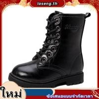 ราคา รองเท้าเด็กไซส์ 27 37 รองเท้าบู๊ตกลางน่อง รองเท้าบู๊ตกันน้ำสีดำ รองเท้าบู๊ตลูกเสือสำหรับเด็กชายและเด็กหญิง (50907990783)