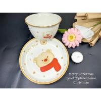 ราคา จานชามเซรามิค ลายหมีchristmas จาน 8 นิ้ว ชาม 6 นิ้ว (46252640288)