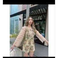 ราคา จั้มขาสั้น แขนยาวผ้าทอ แขนระบายชั้นๆ Size XL ป้าย Love Lady (22153552822)