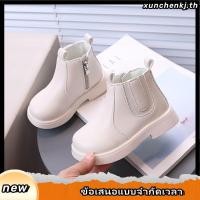 ราคา Simple สไตล์อังกฤษหนัง Martin รองเท้าบูทสั้นสําหรับเด็กทารกอินเทรนด์ซิป Soft Sole Anti slippery รองเท้าเด็ก 2 8 ปี (57957299828)
